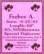 Feebee A. Clown's Birth Announcement.

Member of Kanas Ringleader Clown Alley
and C.O.A.I.  