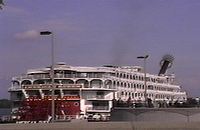 The American Queen paddle boat lowering it's stacks to go under power lines. 

I'm happy it wasn't my resonate coils. 